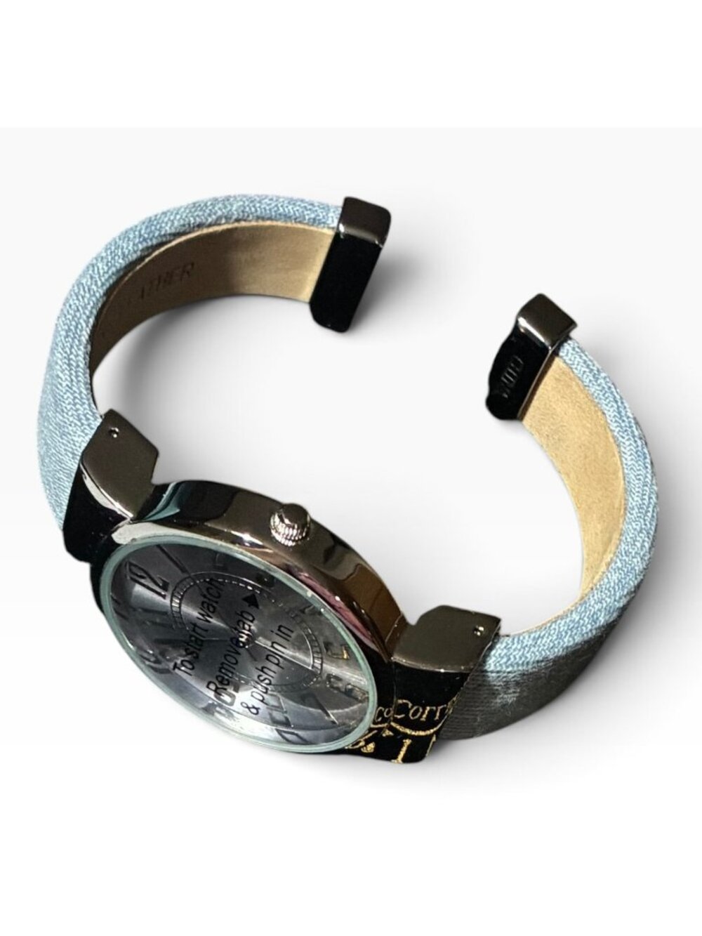 JOAN RIVERS CLASSICS COLLECTION Blue Vintage Stainless Steel Cuff Watch NWT